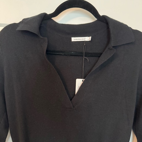 Unsubscribed Polo Cashmere Sweater Dress Black Midi Dress - Picture 3 of 7